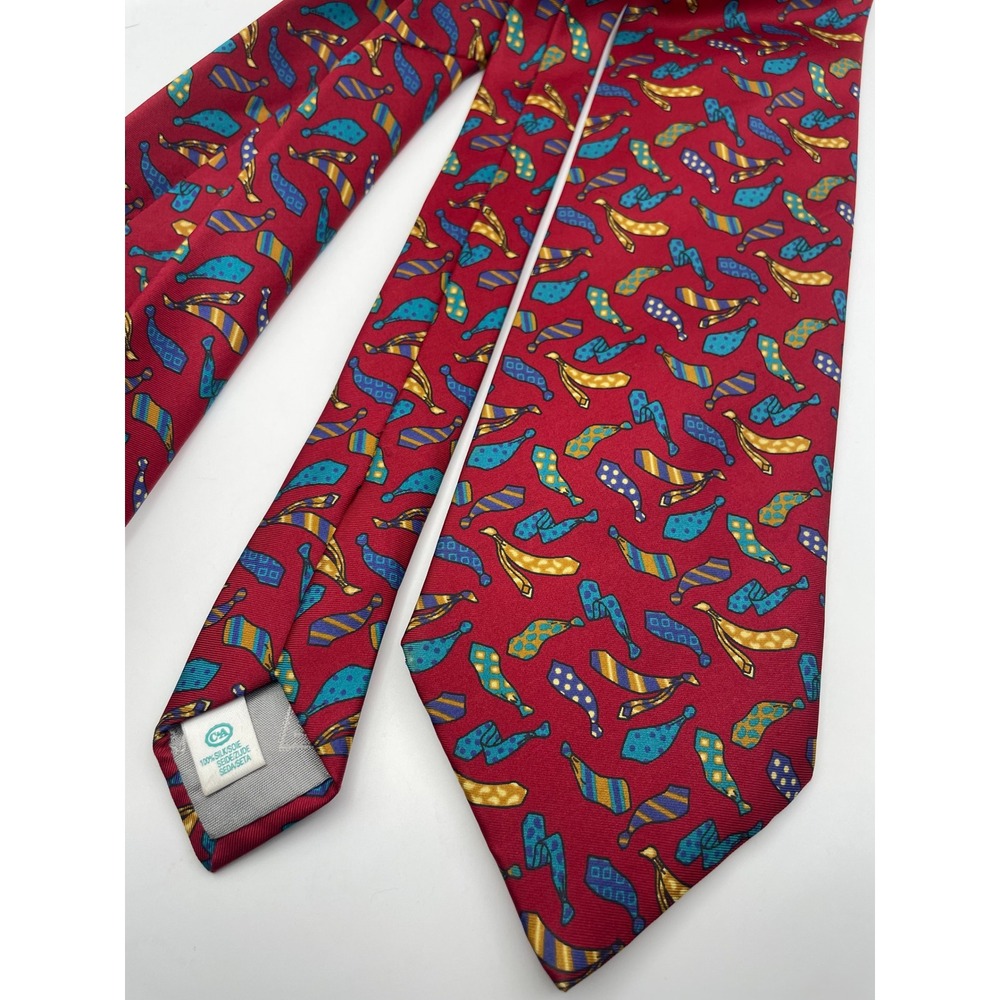 Westbury C&A Mens Silk Tie Red Novelty Banana and Mini Ties Print Classic Wide